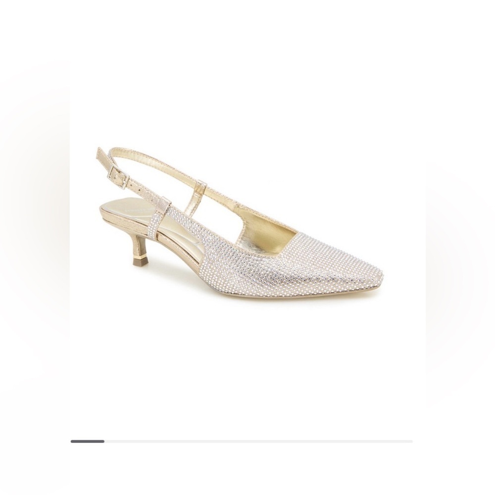 Kenneth Cole women's slingback pumps with a kitten heel and glittery finish